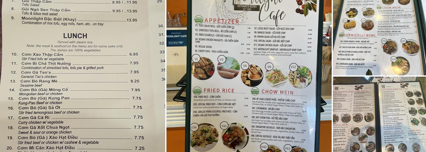 Moonlight Cafe Menu