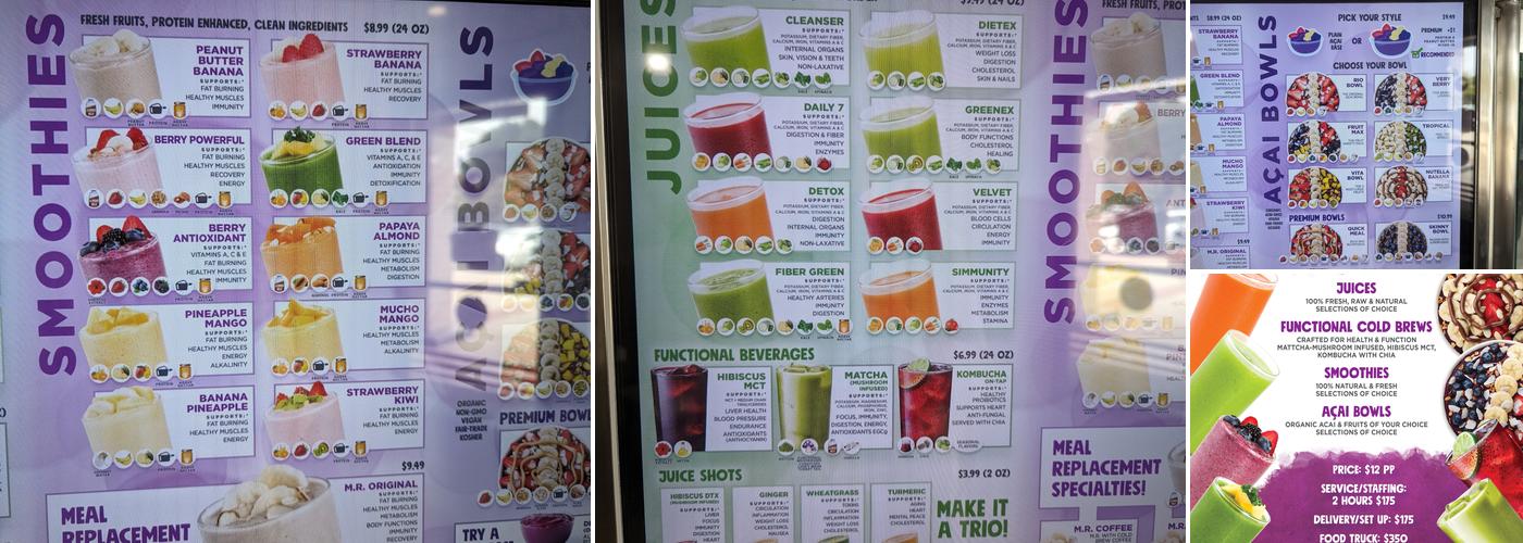 Movita Juice Bar Menu