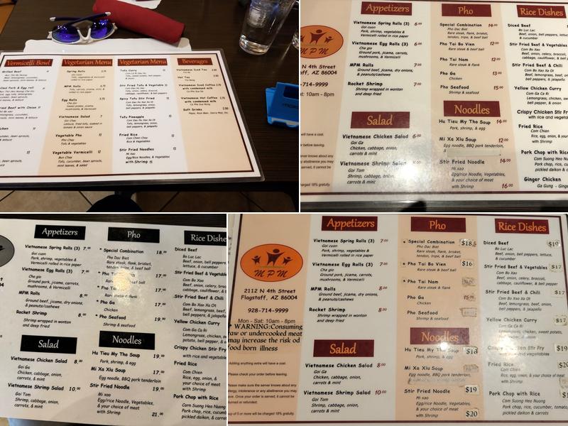 MPM Phở Menu