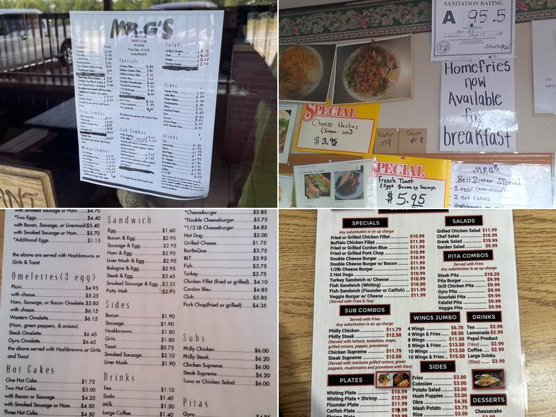 Mr G's Menu