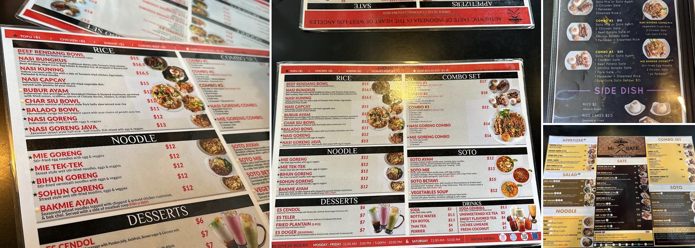 Mr. Sate Menu