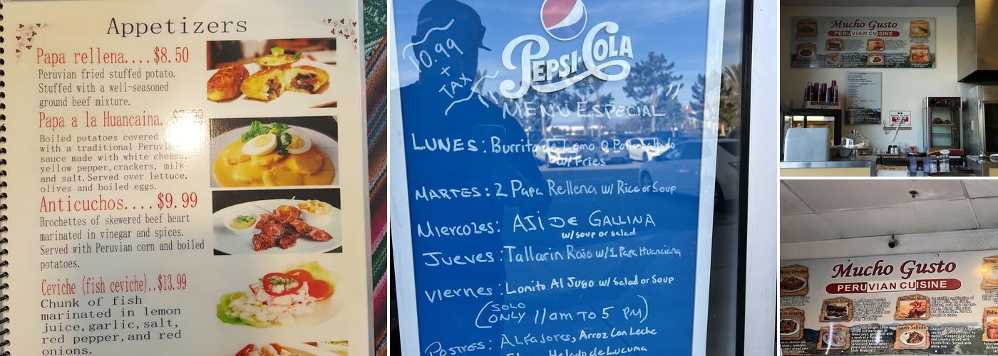 Mucho Gusto Peruvian Cuisine Menu