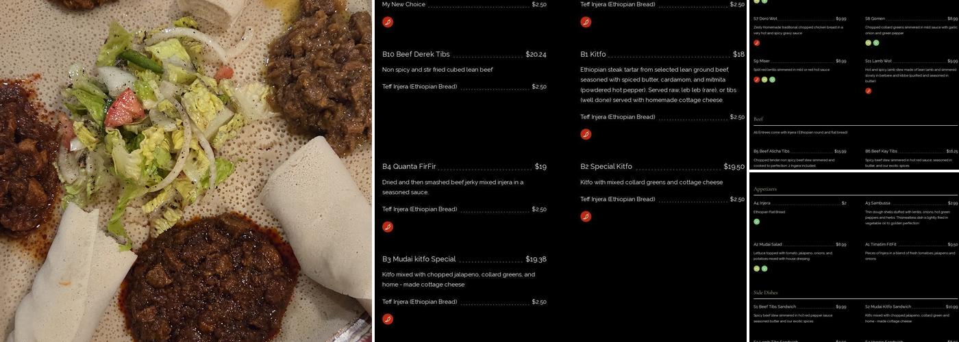 Mudai Ethiopian Restaurant Menu