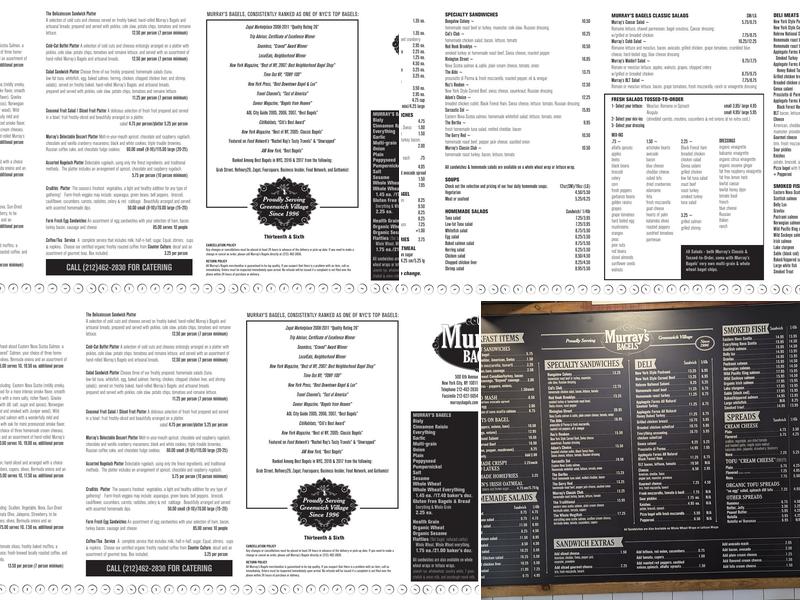 Murray's Bagels Menu