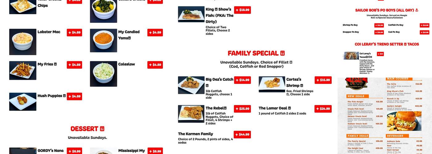 My Fish Stop Menu