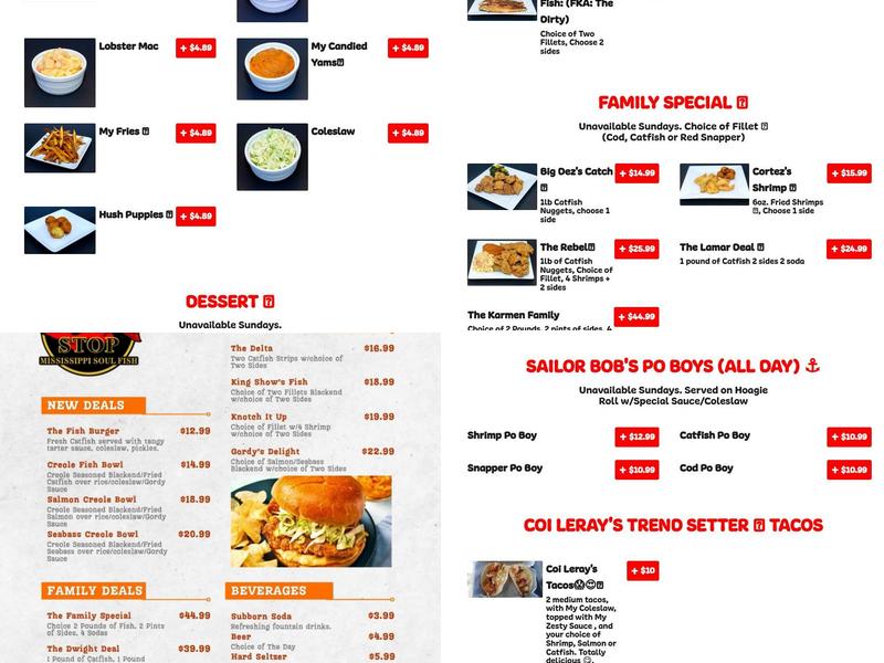 My Fish Stop Menu