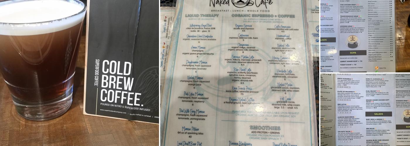 The Naked Cafe Menu