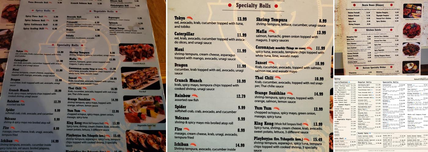 Naked Tchopstix Menu