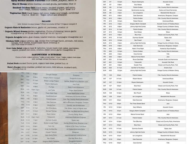 Nate's Garden Grill Menu