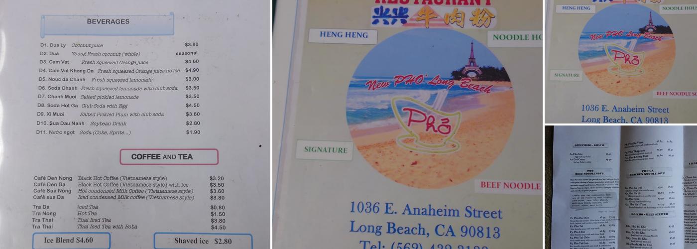 New Pho Menu