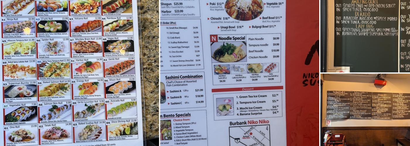 Niko Niko Sushi Menu