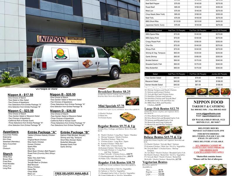 Nippon Bento & Catering Menu