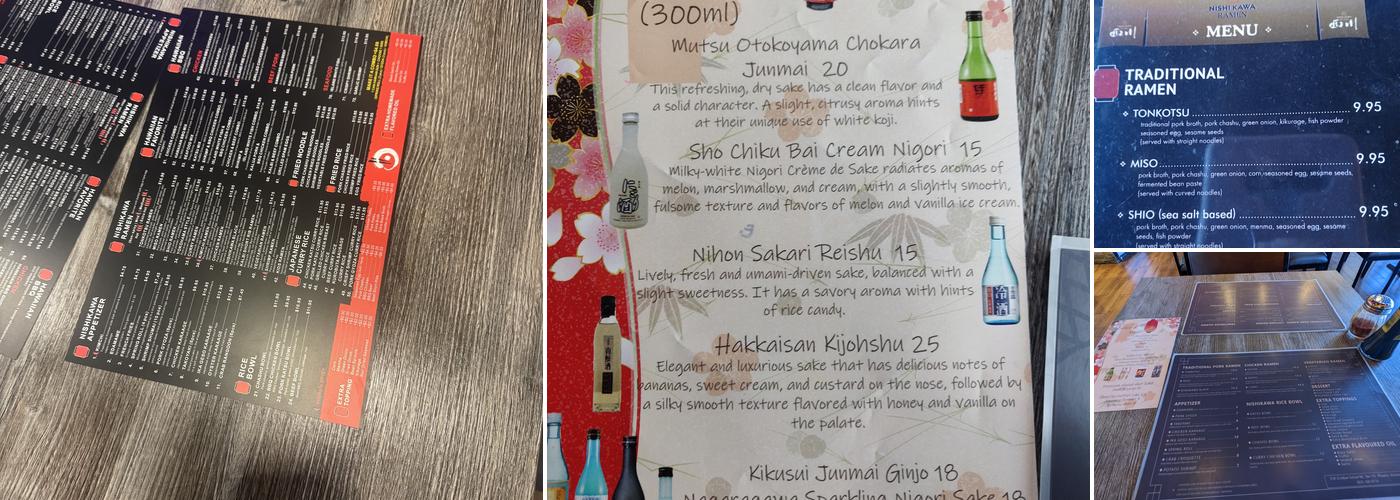 Nishikawa Ramen Menu