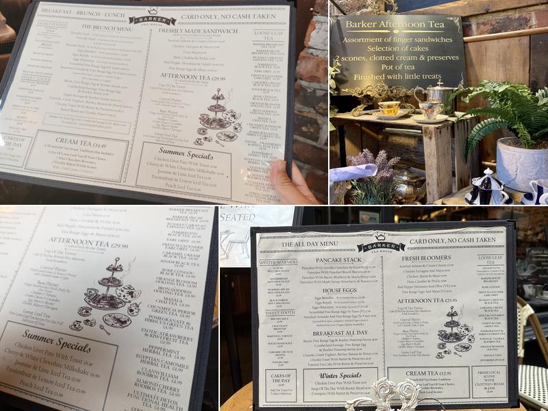 Barkers Tea Rooms Menu