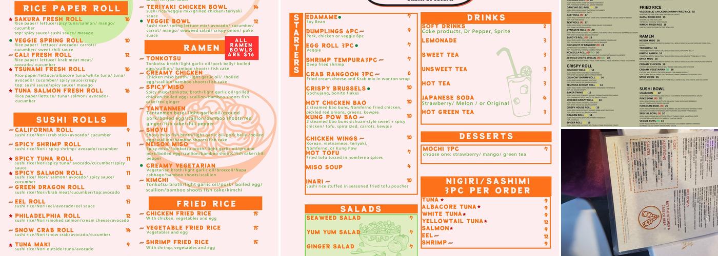 Nomzilla! sushi et cetera Menu