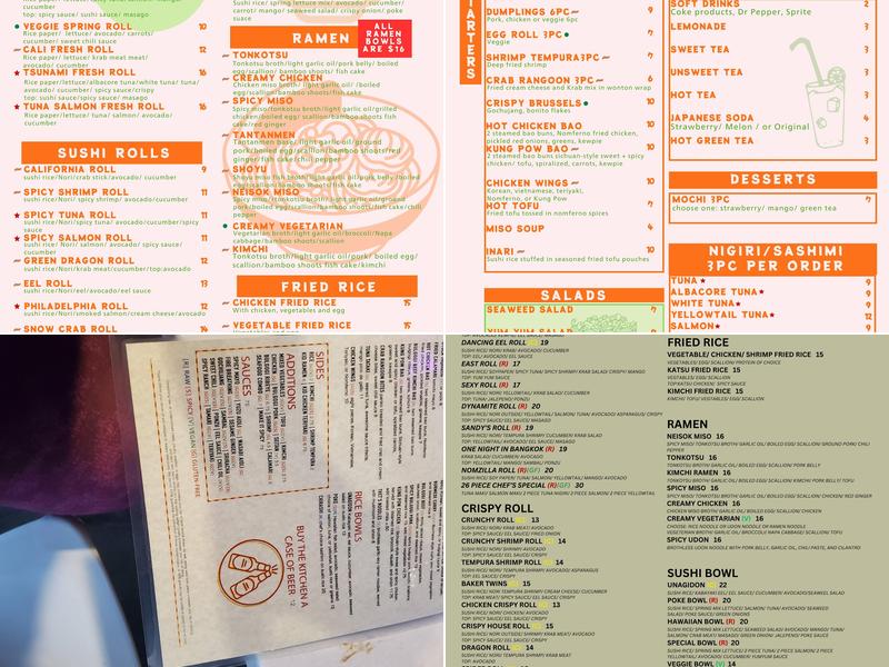 Nomzilla! sushi et cetera Menu