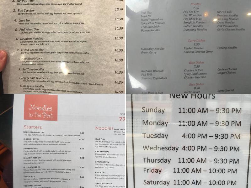 Noodles In the Pot Menu