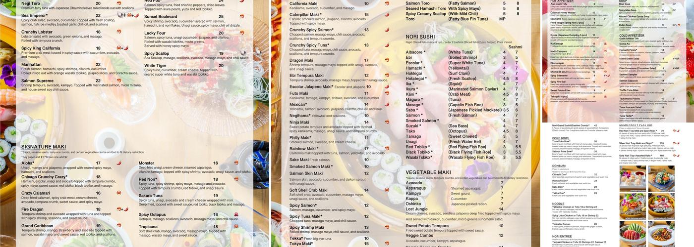 Nori Sushi Chicago Menu