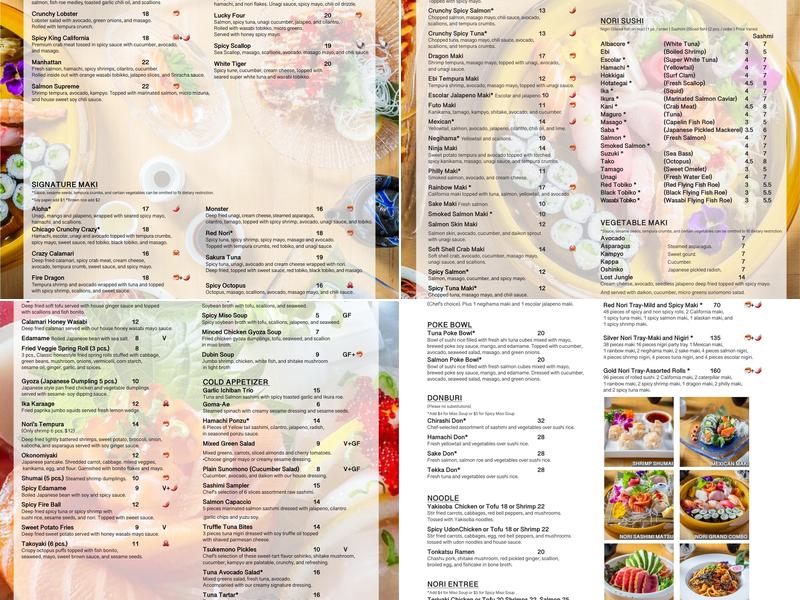 Nori Sushi Chicago Menu