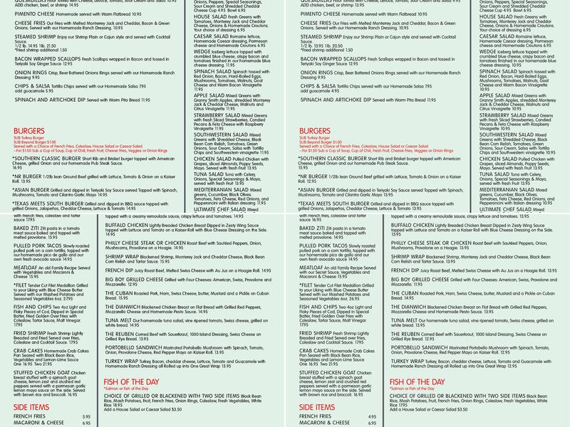 North Ridge Pub Menu