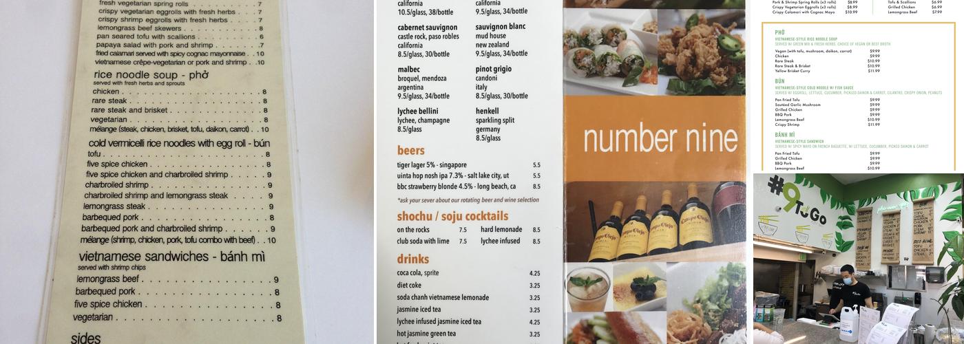 #9Pho Menu