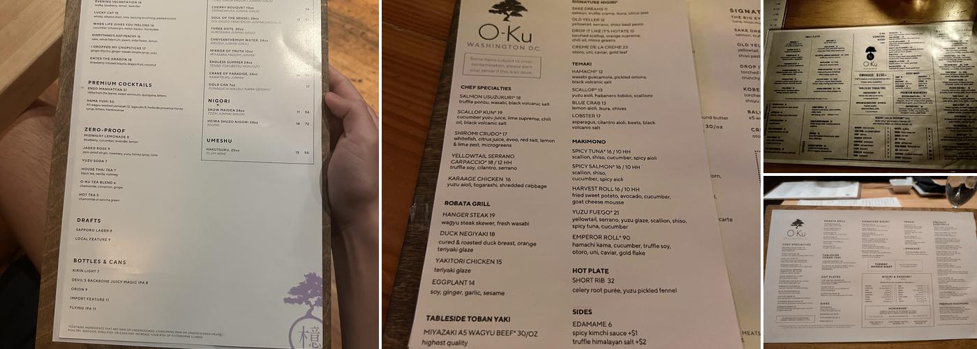 O-Ku Menu