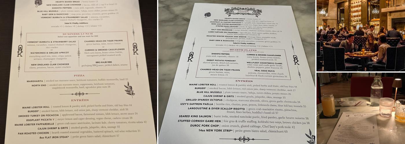 Oak Long Bar + Kitchen Menu