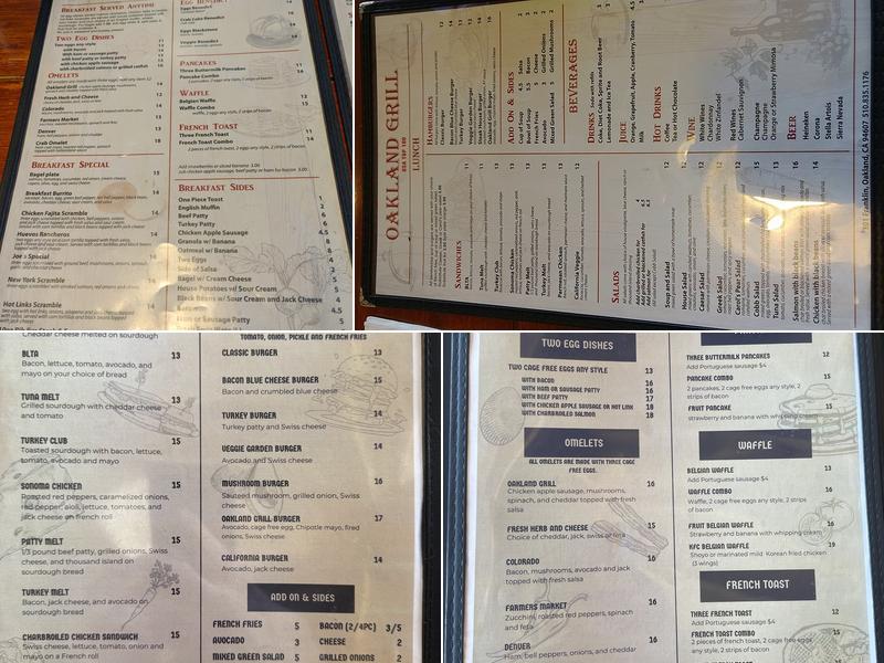 Oakland Grill Menu