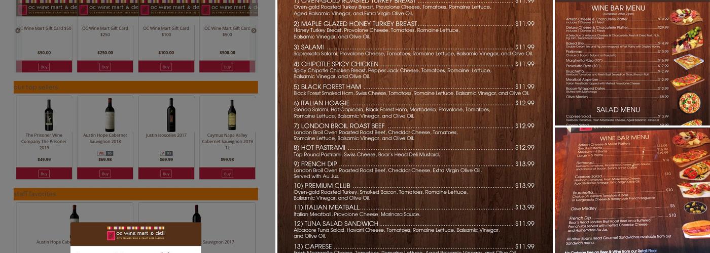 OC Wine Mart & Deli Menu