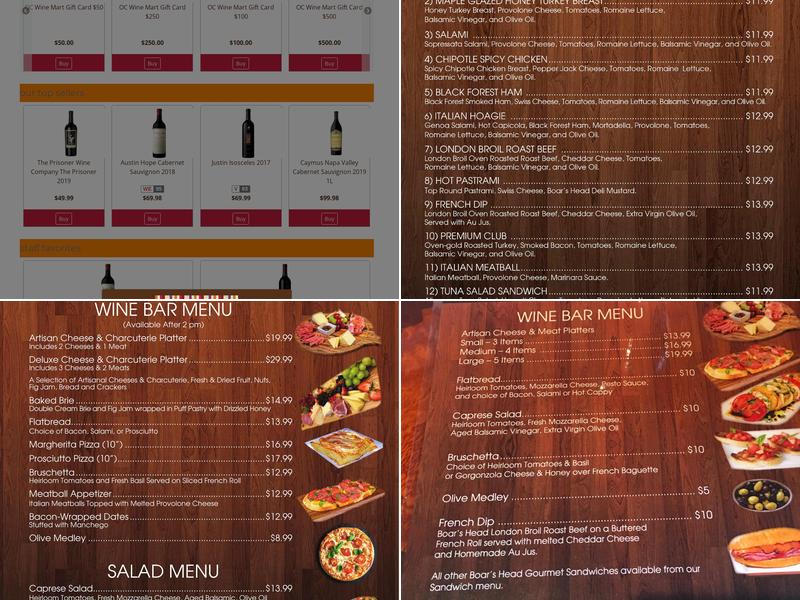 OC Wine Mart & Deli Menu