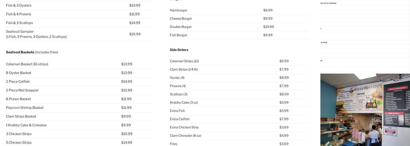 Ocean Fish & Chips. Menu