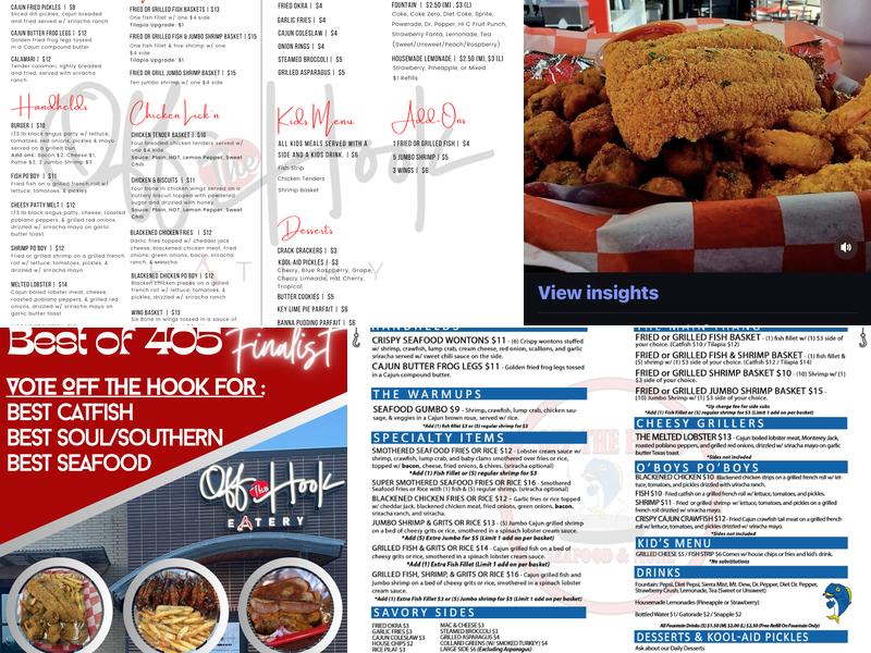 Off The Hook Eatery Menu