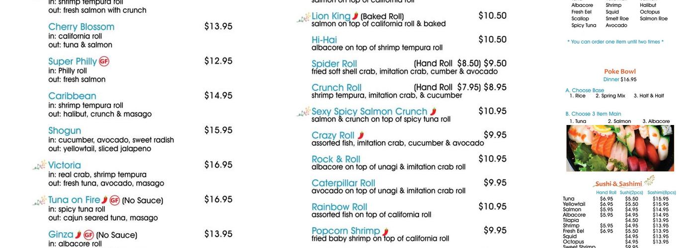 Oh My Sushi Menu