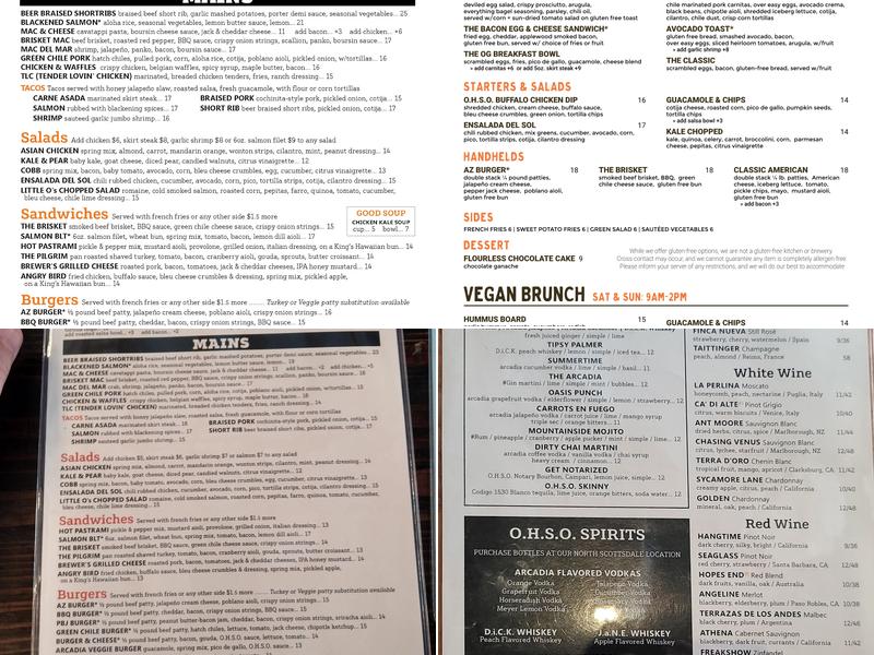 OHSO Brewery + Distillery Menu