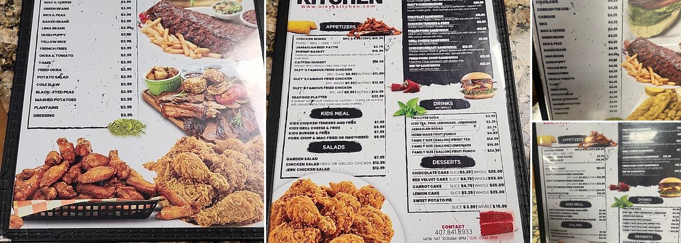 Oley's Kitchen & Bar B Que Menu