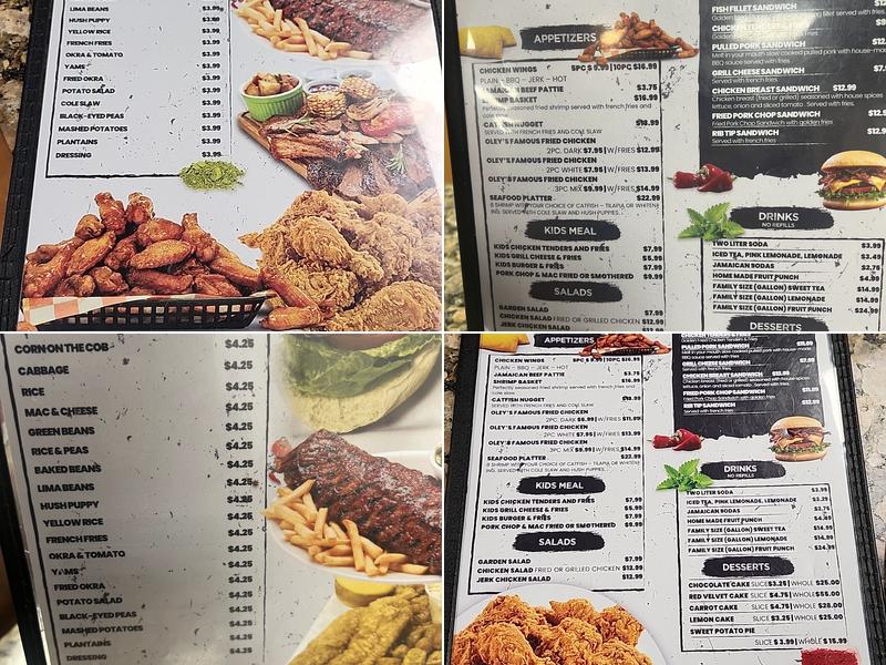 Oley's Kitchen & Bar B Que Menu