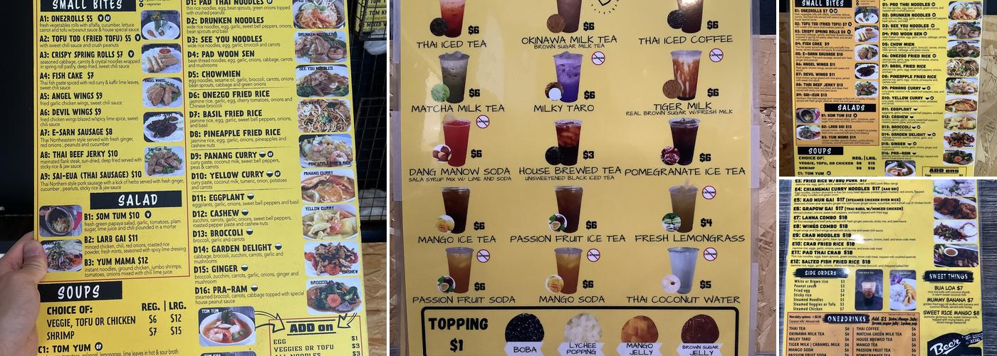 One2Go Thai Kitchen Menu