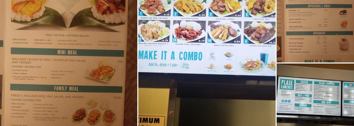 Ono Hawaiian BBQ Menu