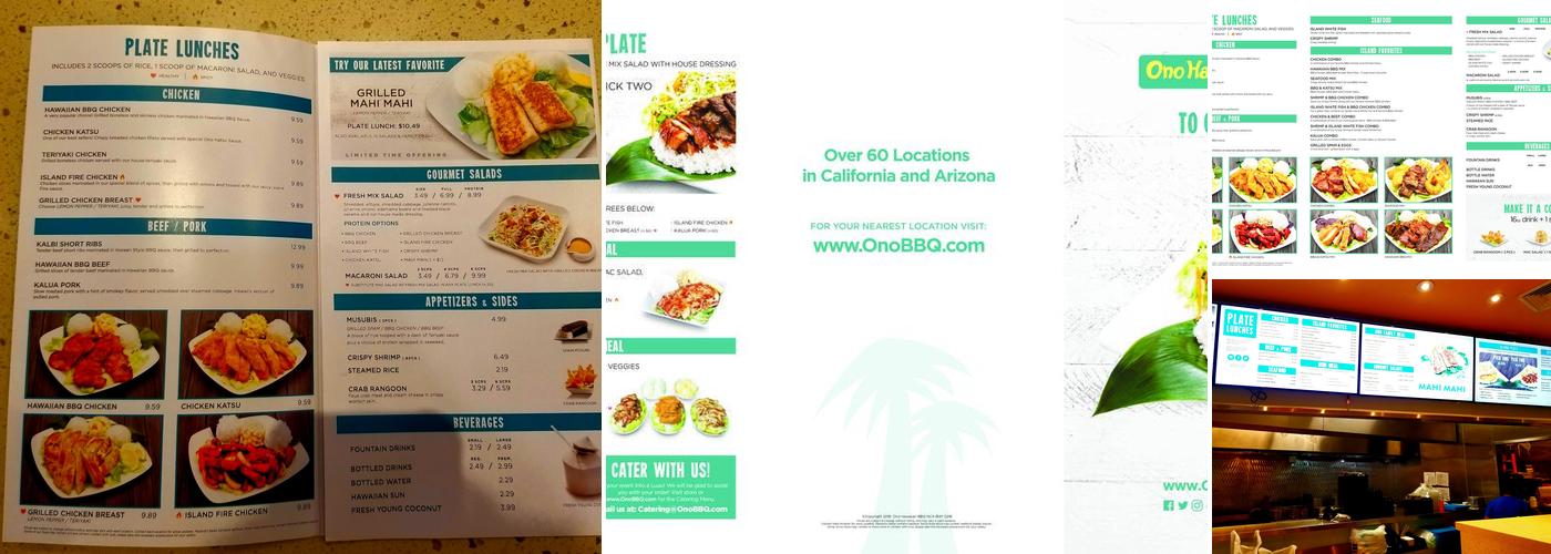 Ono Hawaiian BBQ Menu