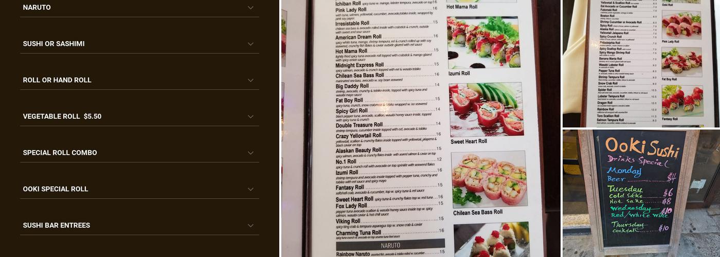 Ooki Sushi Menu
