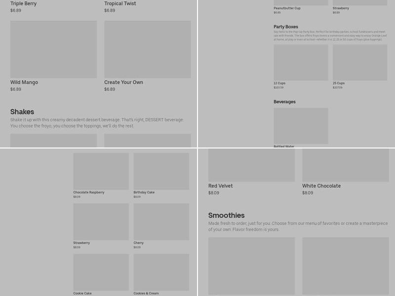 Orange Leaf Frozen Yogurt Menu