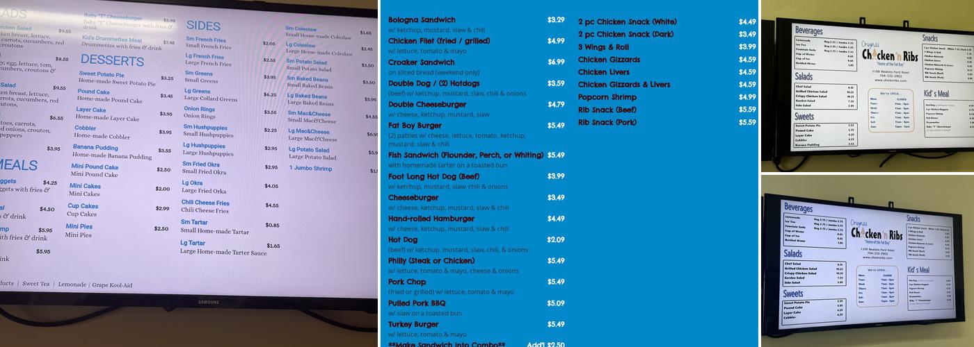 Original Chicken & Ribs Menu