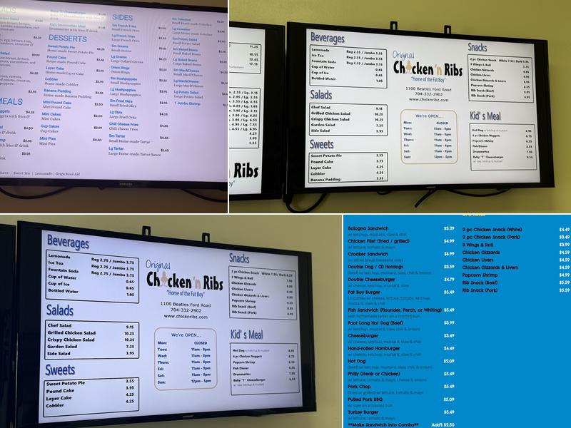 Original Chicken & Ribs Menu