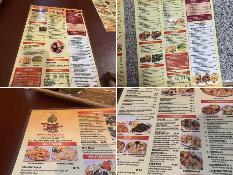 Thai Original BBQ Menu