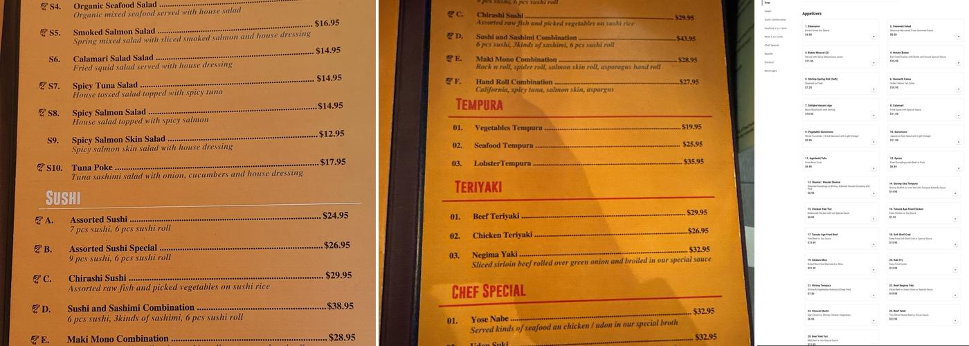 Osaka Menu