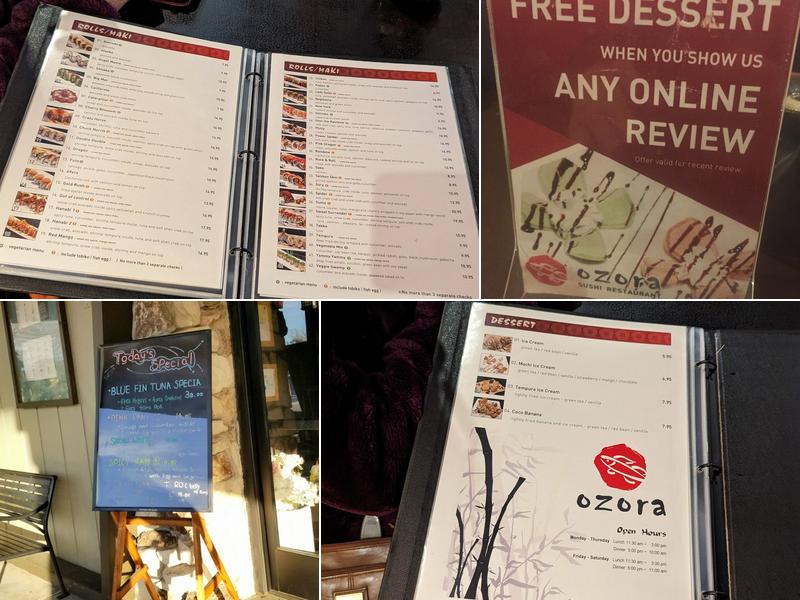 Ozora Sushi Restaurant Menu