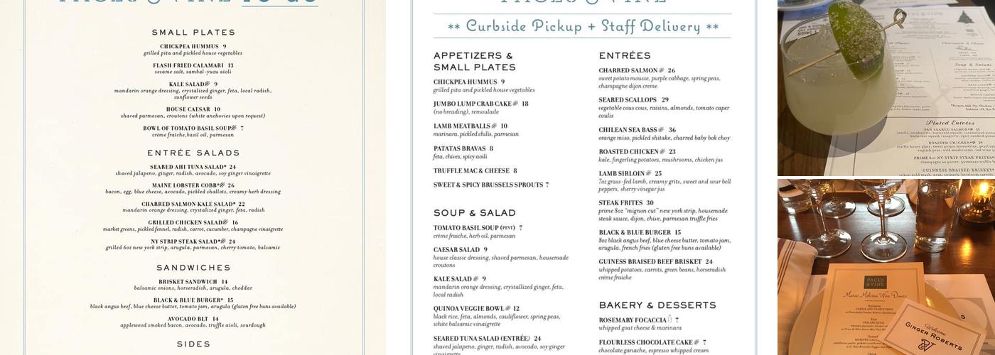 Paces & Vine Restaurant Menu
