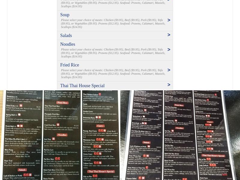 Thai Thai Kitchen Menu