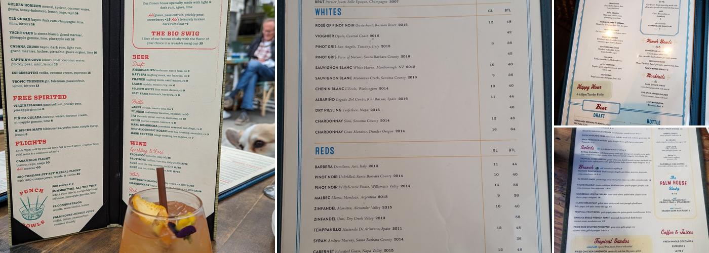 Palm House Menu