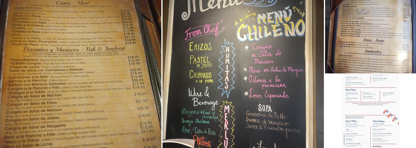 Pamela's Restaurante Chileno Menu